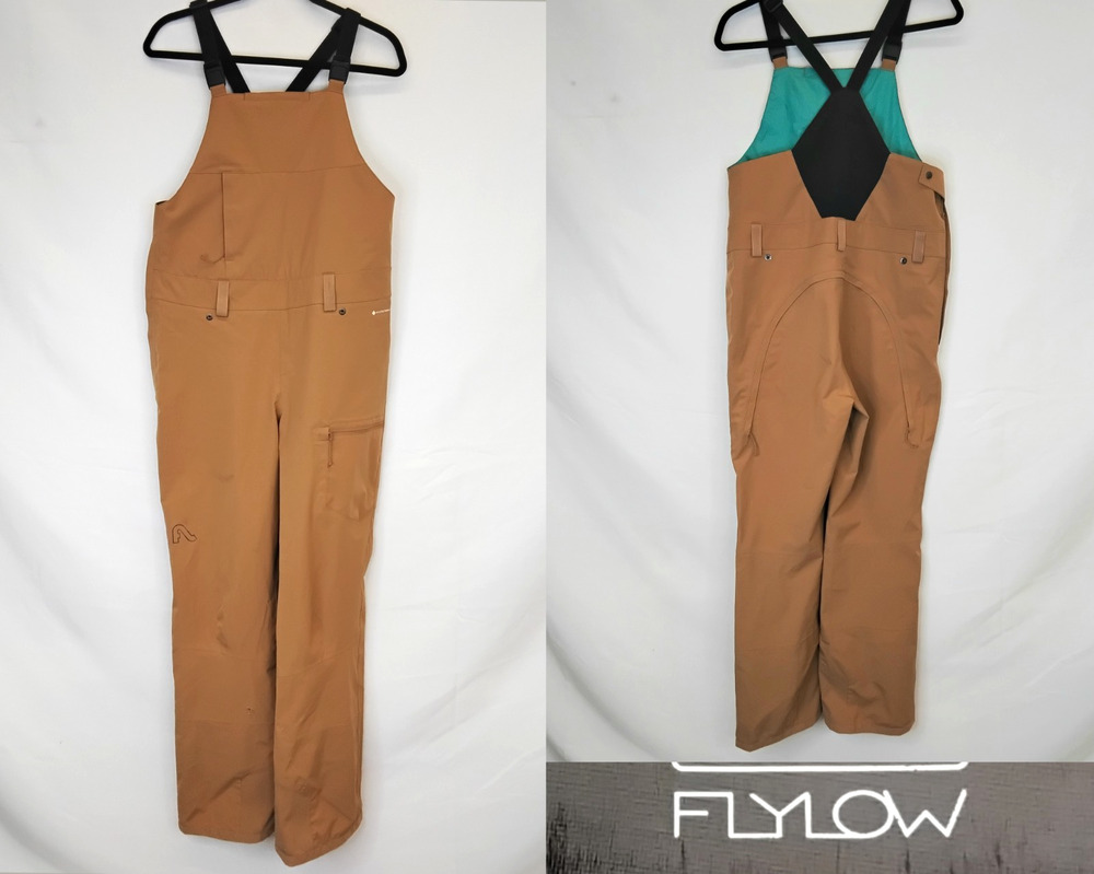 Flylow Bib Men's Medium Waterproof Shell Tan Ski Snowboard Pants Worn #J5984